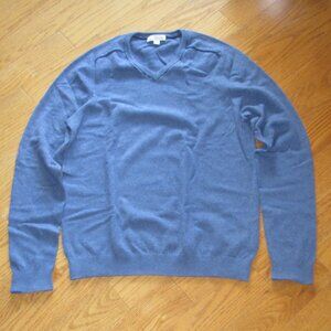 Men's Gap Blue Cotton Cashmere V-neck Sweater Size Small